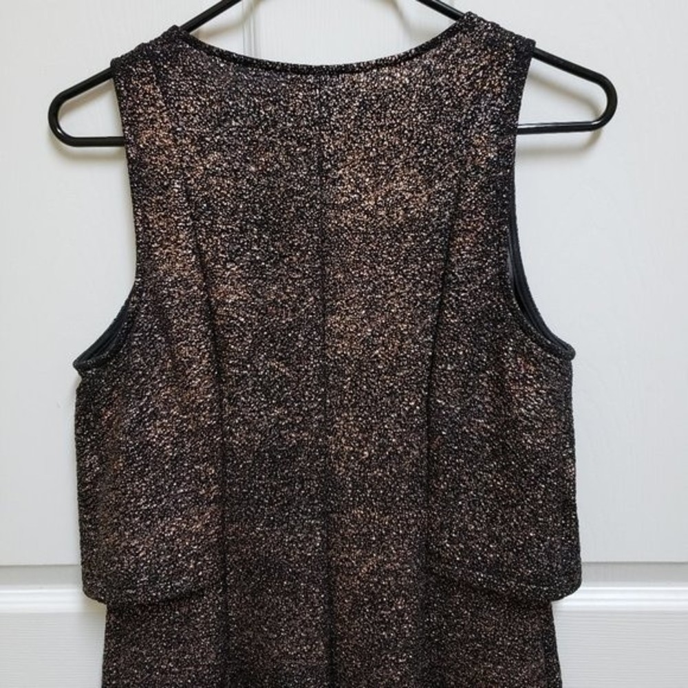 Everly M Black with Metallic Sparkle Layered Look Sleeveless Dress - Picture 4 of 11
